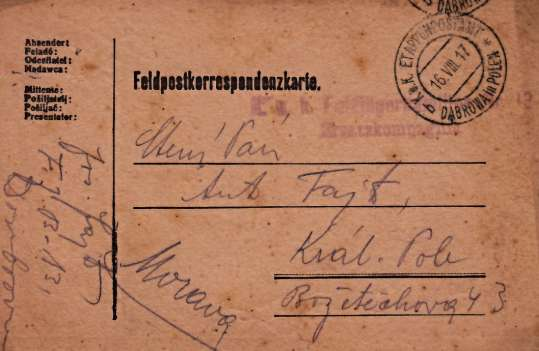 - 15 - organizovat poštu vojenskou, později se činnost těchto pošt zpřístupnila i civilnímu obyvatelstvu. Vznikající pošty byly tak zvanými Etapními poštovními úřady (K.u.k. ETAPPENPOSTAMT).
