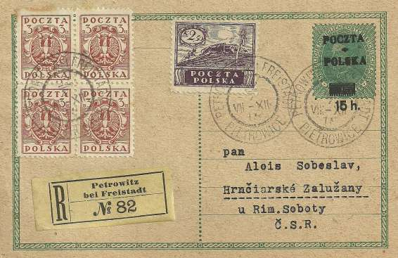 - 29 - Na předcházející straně dole je dopis poslaný z BRESLAU (dnes WROCŁAW-Vratislav) do Bohumína (tehdy ODERBERG).
