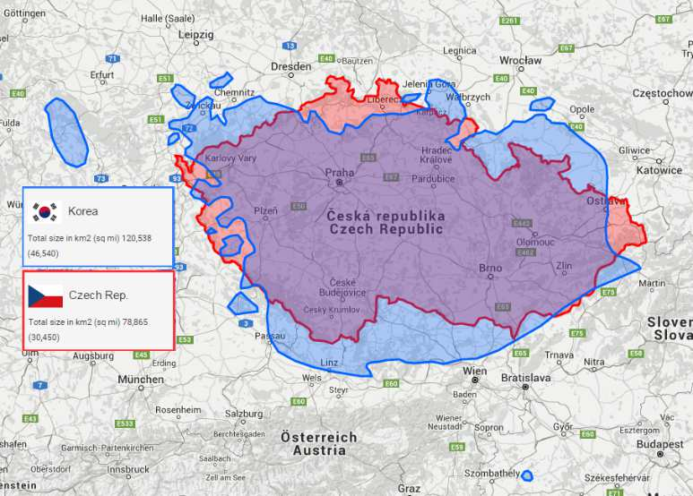 Kulturní studia 2/2016 Obrázek 5 vlastní zpracování na základě webu thetruesize.com (The true size, 2016). Terénní členění je ale diametrálně odlišné od toho, které je u nás.