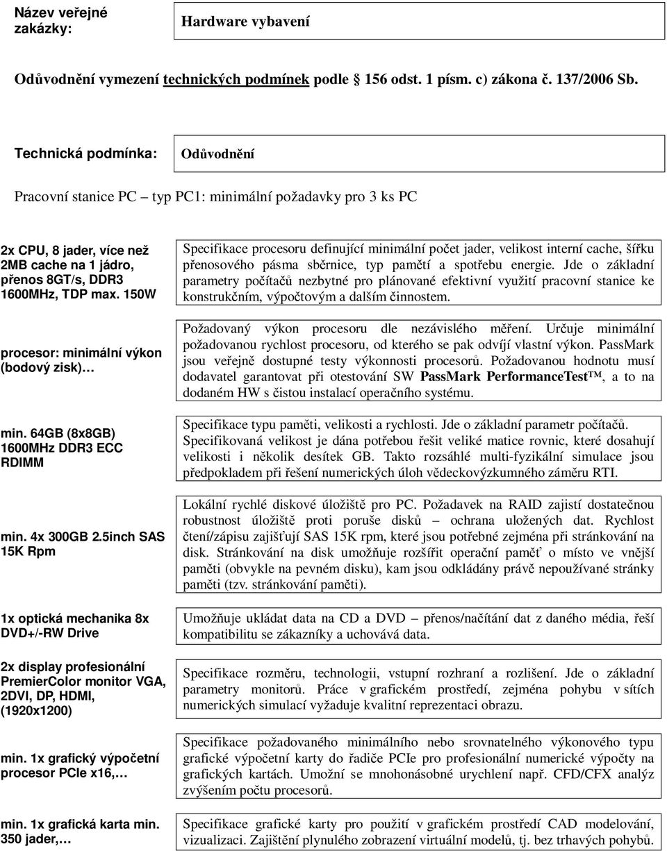 150W procesor: minimální výkon (bodový zisk) min. 64GB (8x8GB) 1600MHz DDR3 ECC RDIMM min. 4x 300GB 2.