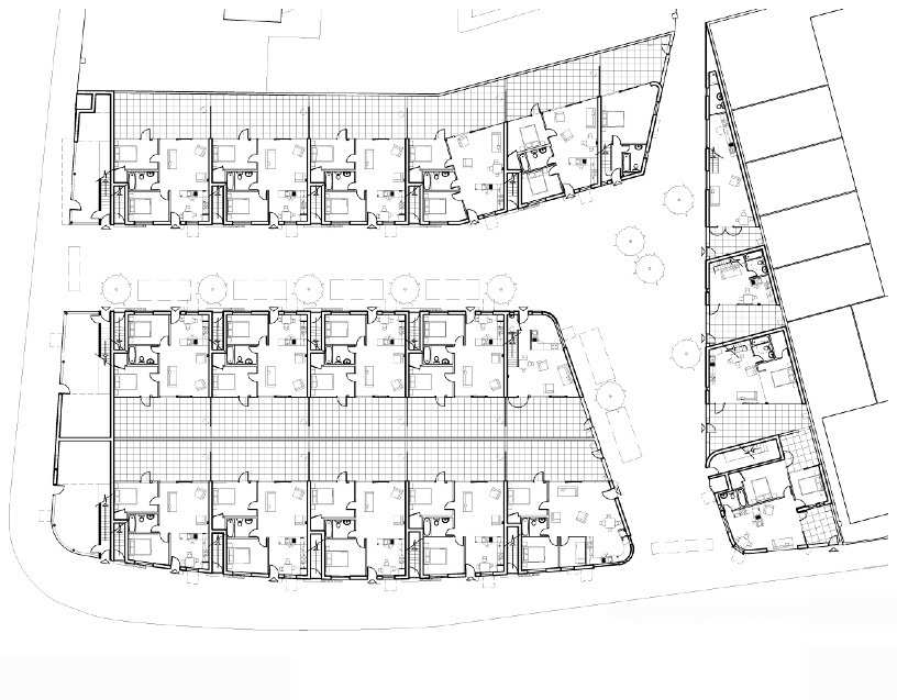 Obytný soubor Donnybrook Quarter obsahuje 23 většinou třípodlažních domů, v nichž je celkem 40 bytů. Každý byt má venkovní terasu nebo atrium (min. 4 8 m).
