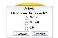 Pokud se vše podařilo, objeví se nová anketa v pravém sloupci na webu. Pokud ne, zkontrolujte, zda modul i anketa jsou nastaveny na publikování (publish). 4.