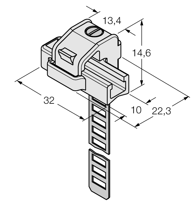 KLZ1-INT 6970410 pro montáž senzorů řady BIM-INT a BIM- UNT na válce se spojovací tyčí, průměr válce: 32 40 mm; materiál: hliník; montážní příslušenství pro jiné průměry válců na vyžádání KLZ2-INT