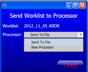 11.10 Odeslání Pracovního listu do stroje (Send worklist to processor) Jakmile je Pracovní list sestaven a všechny testy jsou zařazeny, lze ho odeslat do přístroje MR.SPOT ke zpracování.