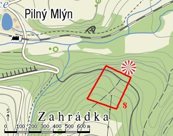 Obr. 14: Lokalita č. 7 6. 8 Lokalita č. 8 Zahrádka Geografické souřadnice: 49 53'1"N, 17 44'39"E Lokalita se nachází 2,2 km od kostela v obci Litultovice.