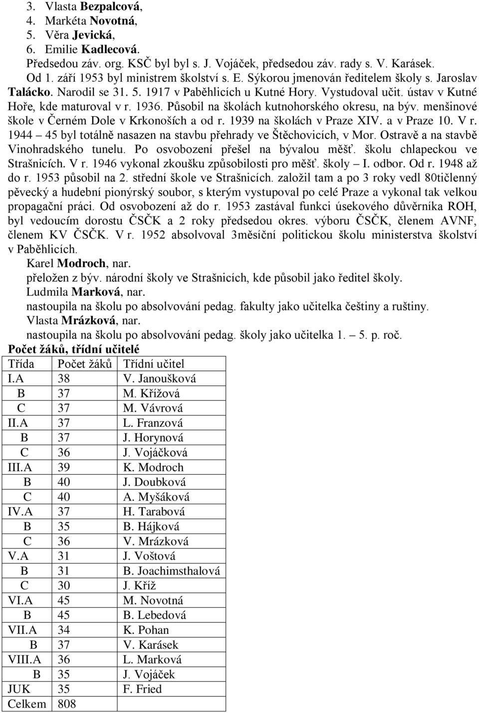 1936. Působil na školách kutnohorského okresu, na býv. menšinové škole v Černém Dole v Krkonoších a od r. 1939 na školách v Praze XIV. a v Praze 10. V r.