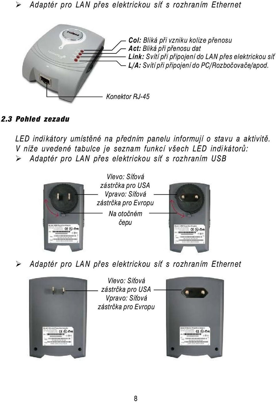 3 Pohled zezadu LED indikátory umístěné na předním panelu informují o stavu a aktivitě.