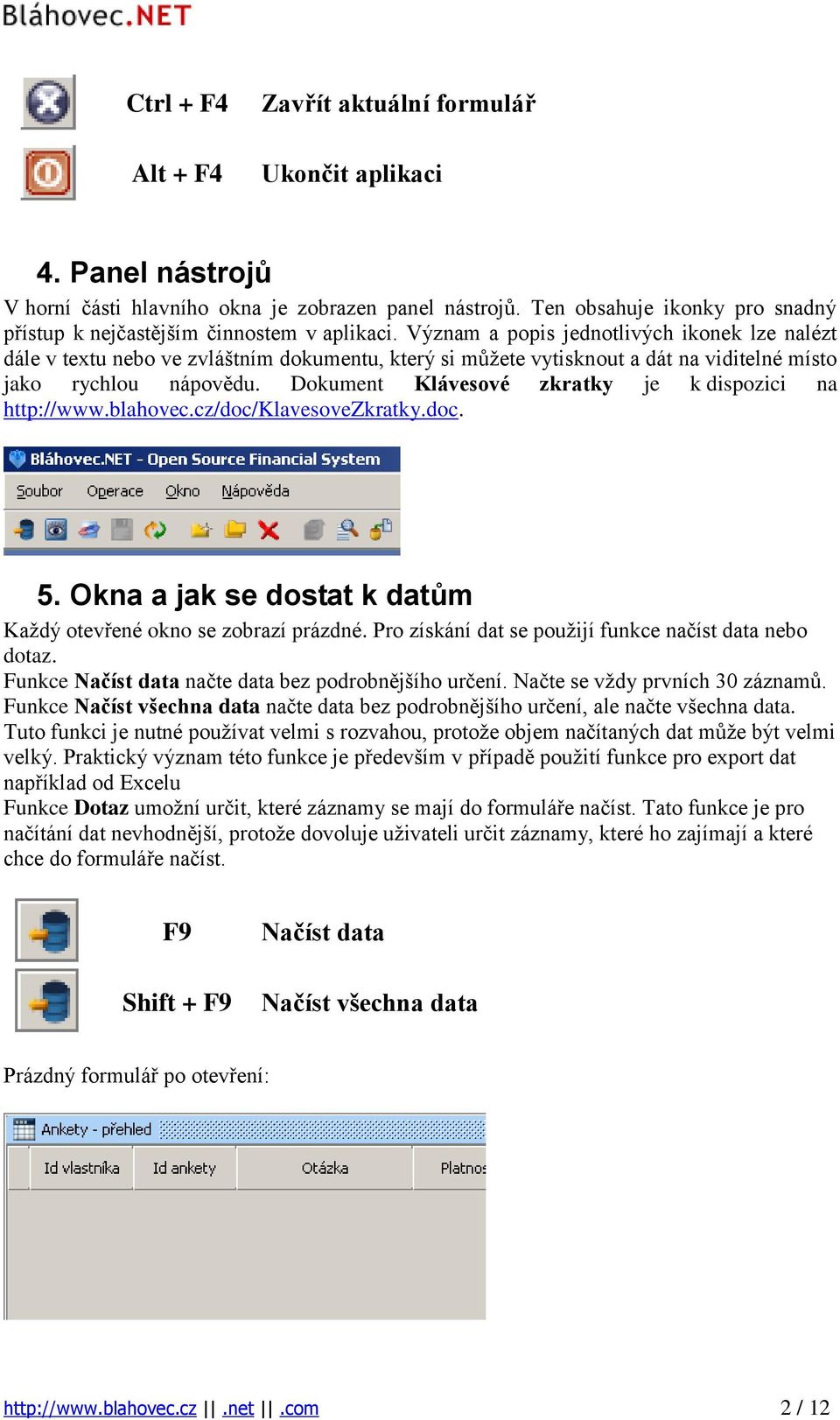 Význam a popis jednotlivých ikonek lze nalézt dále v textu nebo ve zvláštním dokumentu, který si můžete vytisknout a dát na viditelné místo jako rychlou nápovědu.