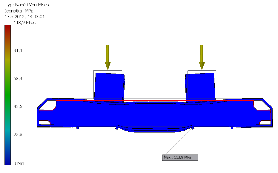 3 PEVNOSTNÍ ANALÝZA Pevnostní analýza byla provedena v programu Autodesk Inventor 2011.