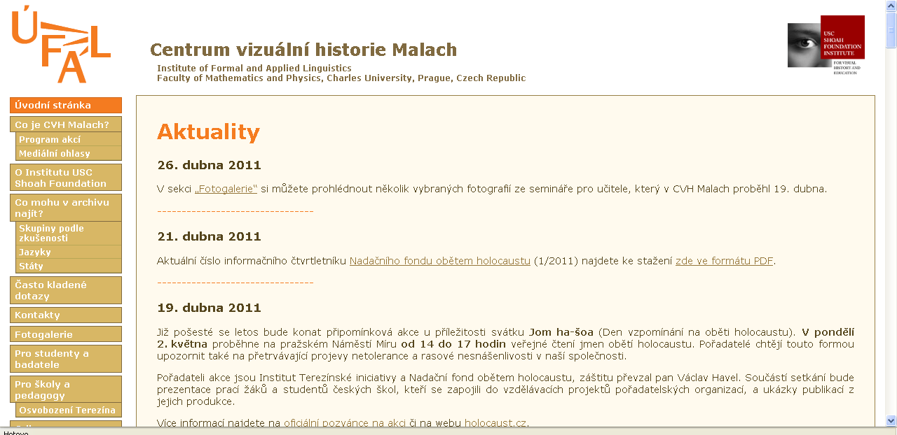 CENTRUM VIZUÁLNÍ HISTORIE MALACH