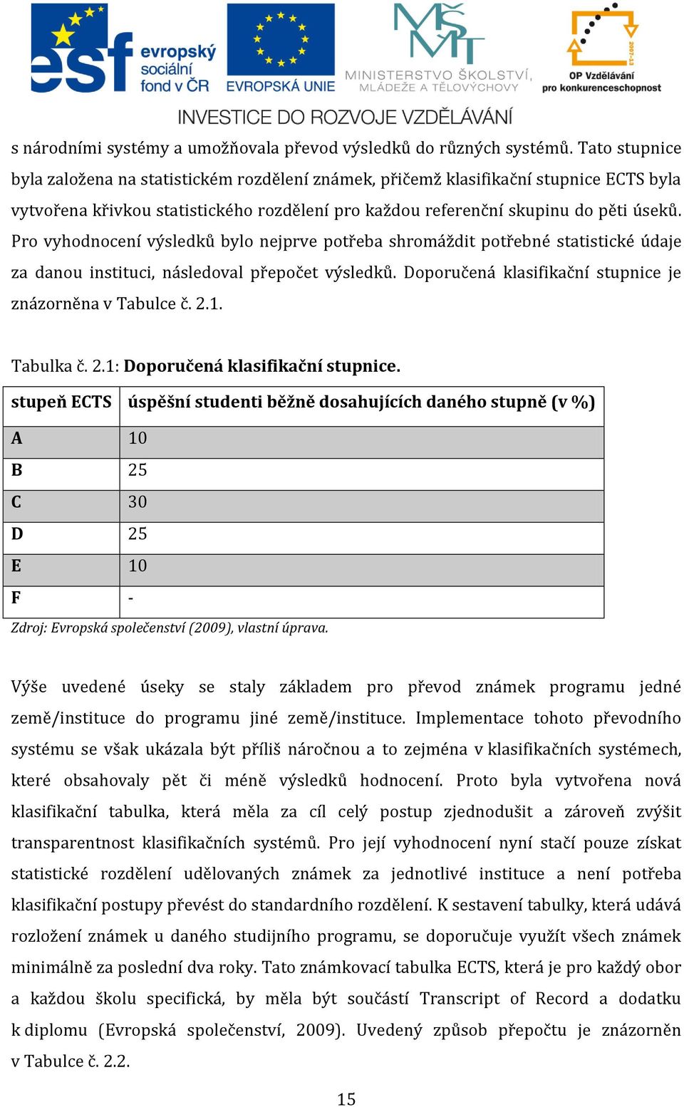 Pro vyhodnocení výsledků bylo nejprve potřeba shromáždit potřebné statistické údaje za danou instituci, následoval přepočet výsledků. Doporučená klasifikační stupnice je znázorněna v Tabulce č. 2.1.