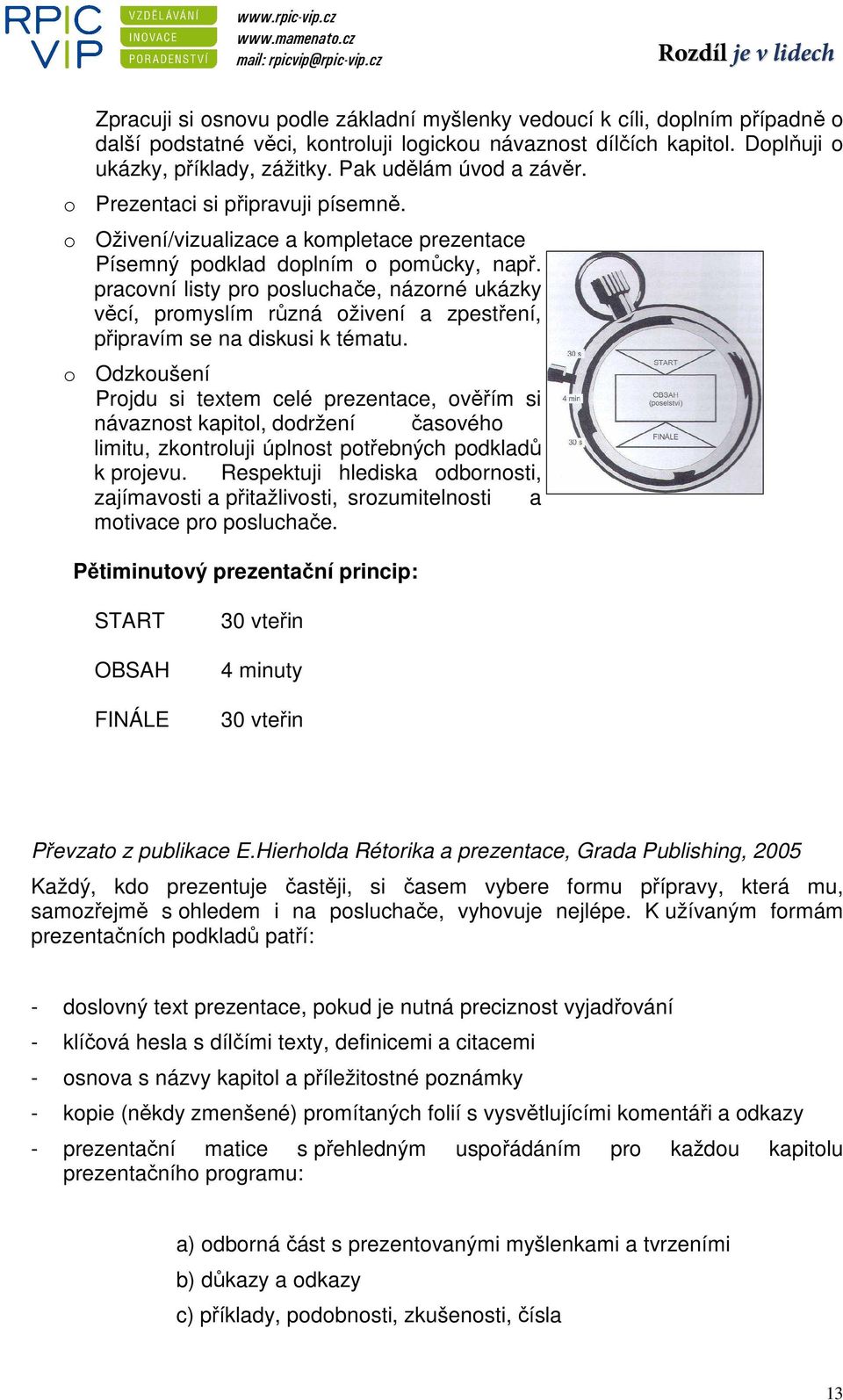 pracovní listy pro posluchače, názorné ukázky věcí, promyslím různá oživení a zpestření, připravím se na diskusi k tématu.