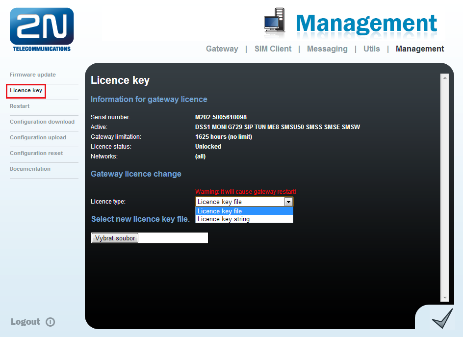 Licenční soubor (například: "08-1857-0002.key") - toto je licence pro ecpu.