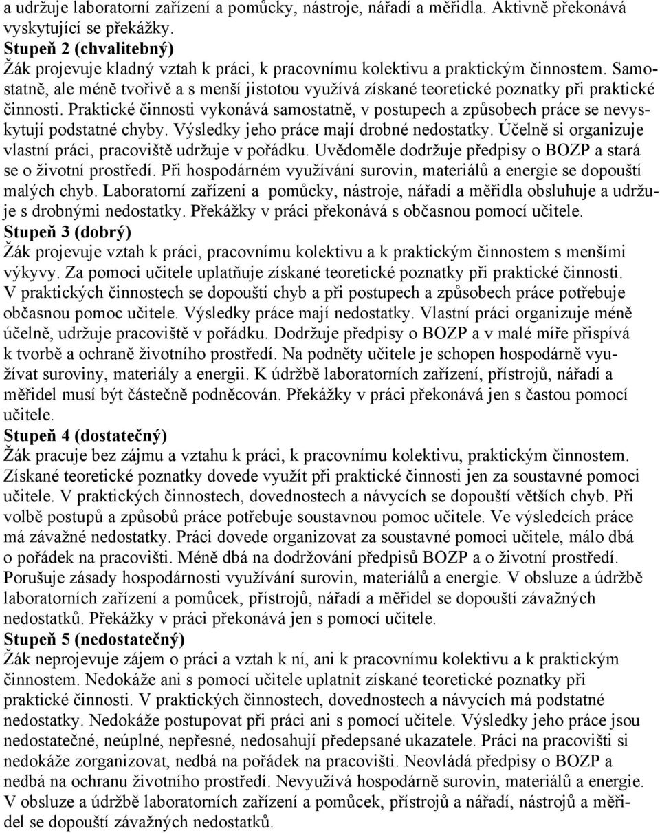 Samostatně, ale mñně tvořivě a s menšä jistotou využävç zäskanñ teoretickñ poznatky při praktickñ činnosti.