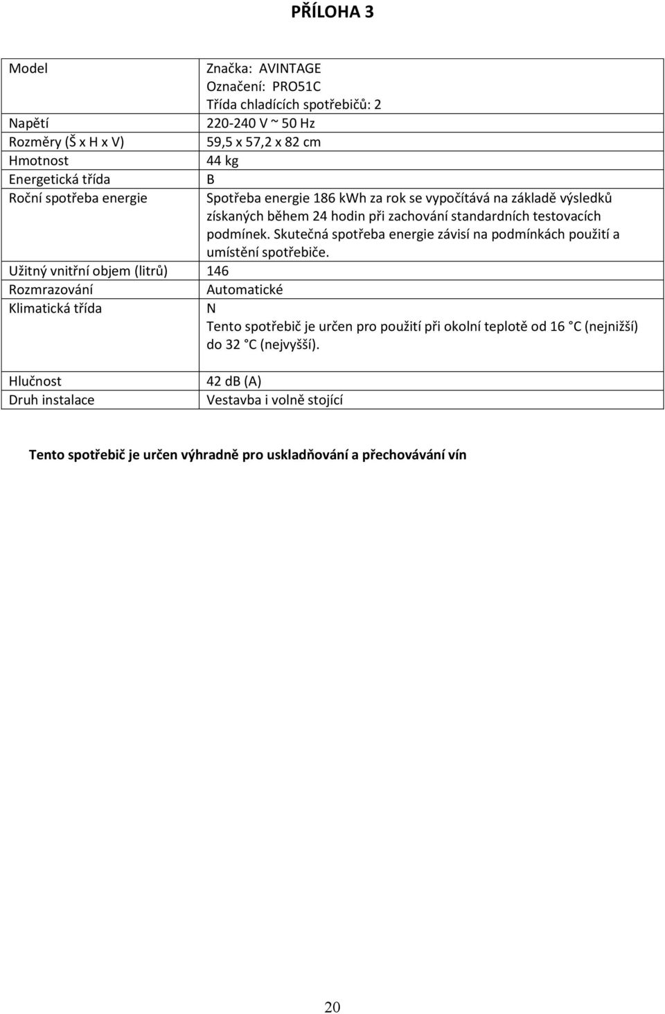 během 24 hodin při zachování standardních testovacích podmínek. Skutečná spotřeba energie závisí na podmínkách použití a umístění spotřebiče.