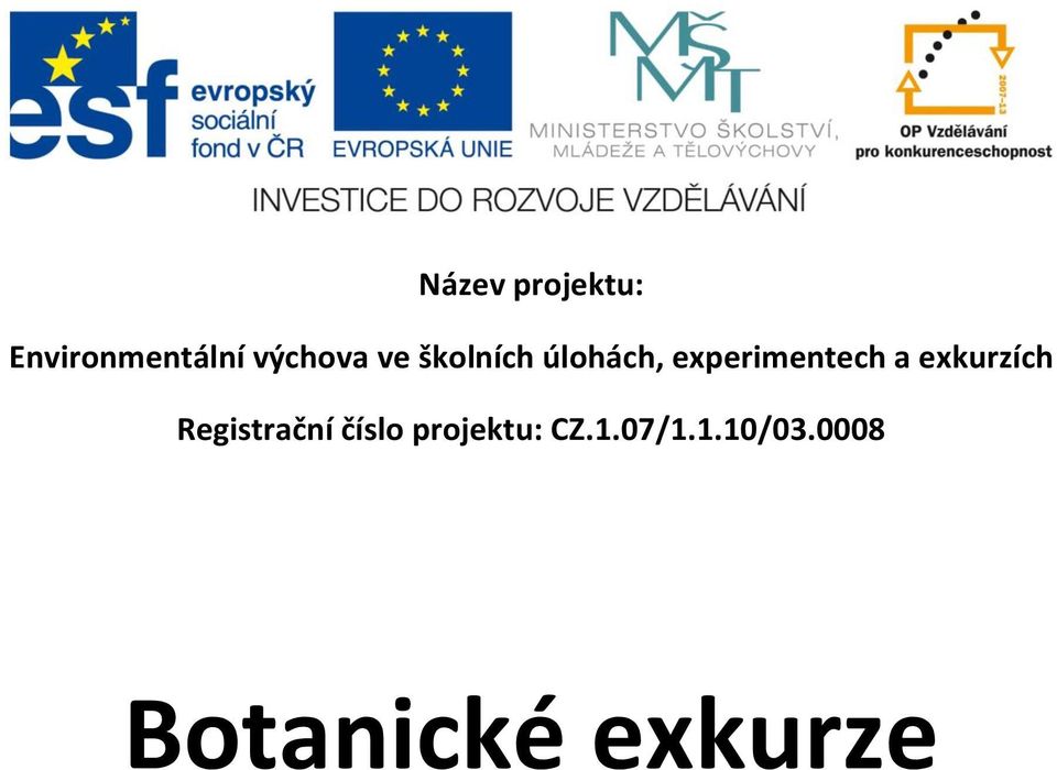 experimentech a exkurzích Registrační