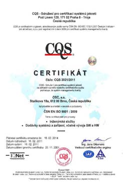 Recertifikační audit provedený akreditovaným auditorem CQS Sdružení pro certifikaci systémů jakosti a plánovaný na konec roku 2010, byl z důvodů na straně auditora přesunut a proveden začátkem měsíce