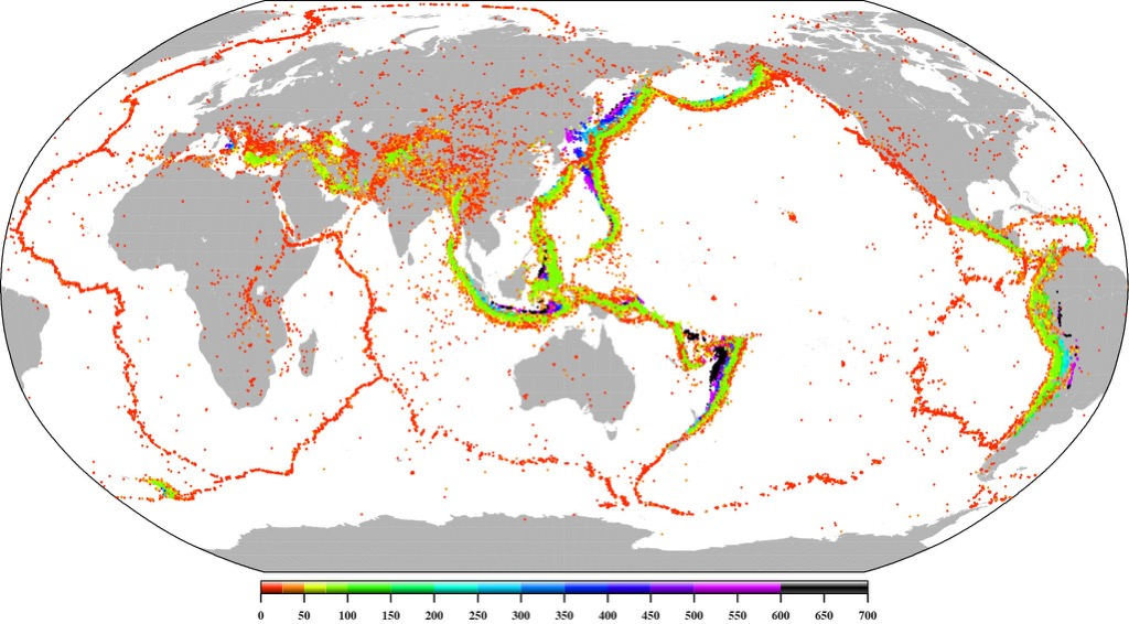 Rozložení zemětřesení na Zemi marc.fournier.