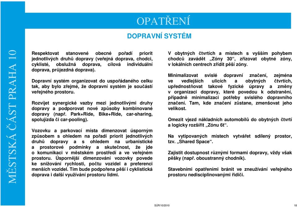 Rozvíjet synergické vazby mezi jednotlivými druhy dopravy a podporovat nové způsoby kombinované dopravy (např. Park+Ride, Bike+Ride, car-sharing, spolujízda či car-pooling).