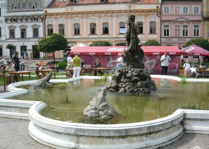 potom postaviť v jednej z cisterien túto fontánu. Sochu Neptúna s trojzubcom, ktorý je na ostrove obklopený morskými živočíchmi vytvoril košický kamenár a sochár Vincent Staviarsky.