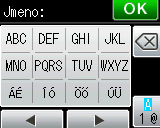 Zadávání textu C Když nastavujete určité volby nabídek, můžete potřebovat zadat do zařízení text. Opakovaným stisknutím tlačítka můžete cyklicky procházet písmena, čísla a zvláštní znaky.