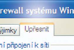 5. Obr. 10: Okno BRÁNA FIREWALL SYSTÉMU WINDOWS karta Výjimky 6. BRÁNA FIREWALL karta Upřesnit» Poslední karta s názvem Upřesnit (obr. 11) slouží k nastavení povolení připojení k síti.