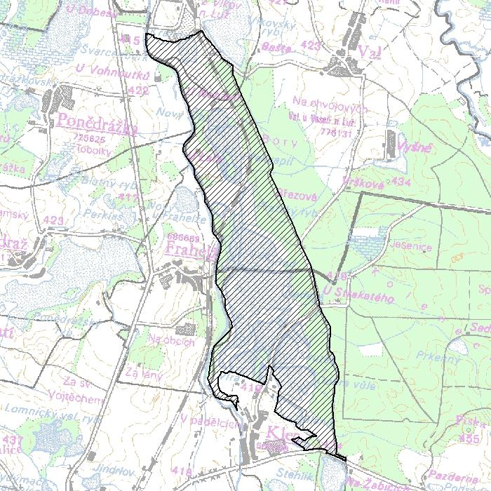 Obr. č. 3: Mapa EVL Nadějská soustava (dle nařízení vlády 132/2005 Sb.