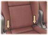 POHODLÍ ÚCHYTY "ISOFIX" Tato sedadla* jsou vybavená úchyty ISOFIX. Jedná se o dvě oka, umístěná mezi opěradlem a sedákem sedadla.