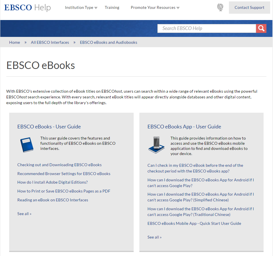 Uživatelská podpora http://help.ebsco.