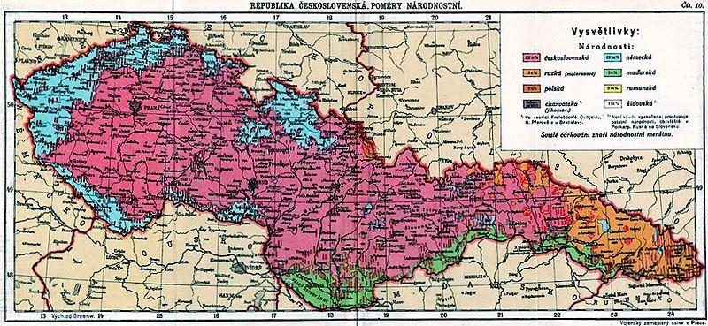 Československo Mnohonárodnostní stát: Češi 6 850 000, Slováci 1 900 000,