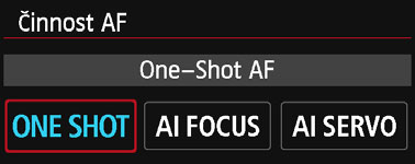 f: Změna režimu činnosti automatického zaostřovánín Můžete vybrat charakteristiky činnosti AF (automatického zaostřování), které jsou vhodné pro podmínky fotografování nebo fotografovaný objekt.