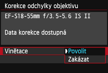 3 Korekce vinětace objektivu a barevné odchylky Pokles periferního osvětlení, tzv. vinětace, je jev, kdy dojde ke ztmavení rohů snímku v důsledku charakteristik objektivu.