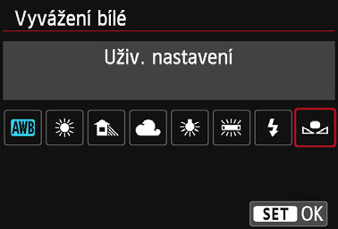 3 Přizpůsobení zdroji světlan 2 3 4 Vyberte položku [Uživatel. nastavení WB]. Na kartě [z2] vyberte položku [Uživatel. nastavení WB] a stiskněte tlačítko <0>.