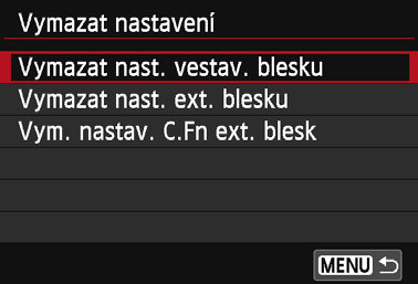 3 Nastavení bleskun Nastavení uživatelských funkcí externího blesku Speedlite Uživatelské funkce zobrazené v nabídce [Nastavení C.Fn exter.