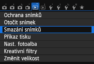 L Mazání snímků Snímky lze vybírat a nepotřebné snímky mazat jednotlivě nebo je možné mazat více snímků současně. Chráněné snímky (str. 266) nebudou vymazány. Po vymazání snímku jej již nelze obnovit.