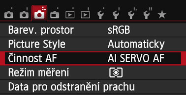 3 Použití nabídek Postup při nastavení položek nabídky 1 2 3 4 5 6 Zobrazte obrazovku nabídky. Stisknutím tlačítka <M> zobrazte obrazovku nabídky. Vyberte příslušnou kartu.