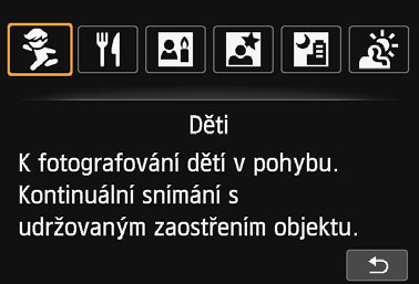 8: Režim Speciální scéna Pokud pro objekt nebo scénu vyberete režim snímání, fotoaparát automaticky zvolí správná nastavení. 1 2 Přesuňte volič režimů do polohy <8>. Stiskněte tlačítko <Q>.