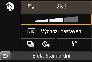 Q Rychloovladač V režimech základní zóny, pokud je zobrazena obrazovka nastavení fotografování, můžete stisknutím tlačítka <Q> zobrazit obrazovku rychloovladače.