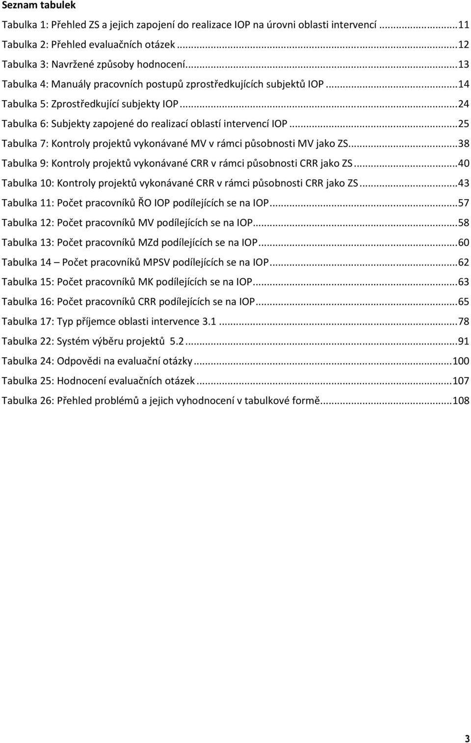 ..25 Tabulka 7: Kontroly projektů vykonávané MV v rámci působnosti MV jako ZS...38 Tabulka 9: Kontroly projektů vykonávané CRR v rámci působnosti CRR jako ZS.