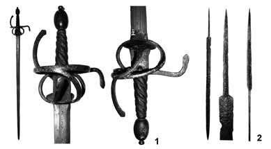 Středověké a raně novověké chladné zbraně ze sbírek Městského muzea v Moravském Krumlově Tab. VIII. Kordy. 1 nelokalizováno (inv. č. 7619); 2 Templštejn (inv. č. 659). Tafel VIII. Degen.