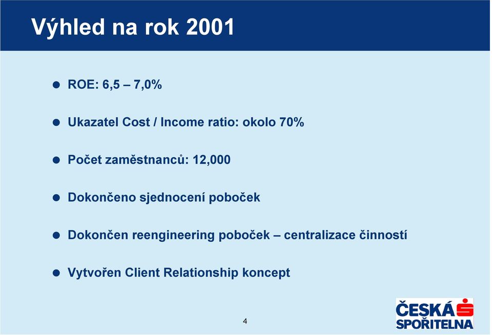 Dokončeno sjednocení poboček Dokončen reengineering