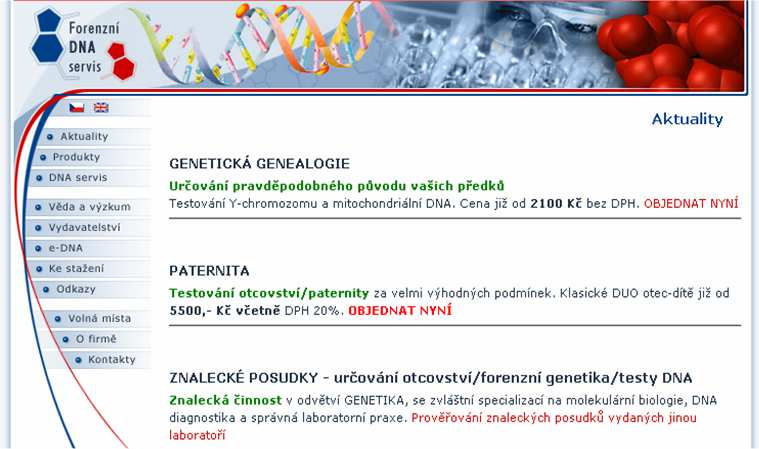 3) Interpretace DNA profilů http://www.dna.com.