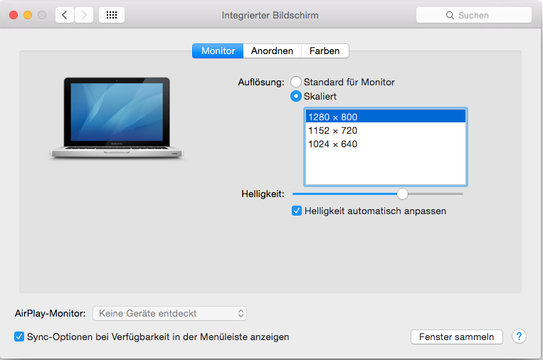 Mac Pro (Late 2013) imac (27-inch, Late 2013 und neuerer) Mac mini (Late 2014) MacBook Air (Early 2015) Auflösung und Erneuerungsfrequenz für 4K Bildschirme und Ultra HD TV über den eingebauten HDMI