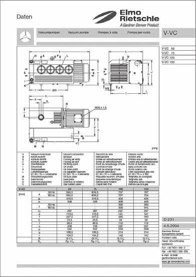 Technické údaje Další technické údaje viz údajový list D 880 Download soubor PDF: D 880 C-VLR 60 - C-VLR 500 Download soubor PDF: http://www.gd-elmorietschle.