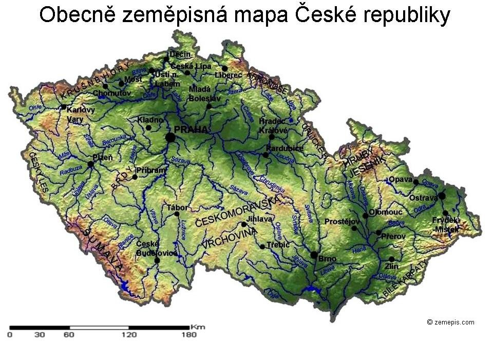 Obr. 3 Hranice České republiky výrazné geomorfologické vymezení Také poslední desetiletí dvacátého století a prvé roky století jednadvacátého přinesly změny vznikají nové evropské země a tím i nové