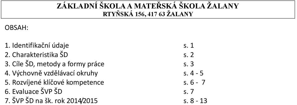 Cíle ŠD, metody a formy práce s. 3 4.