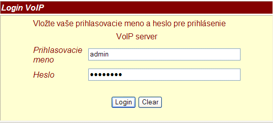 Zadanie mena a hesla využitím WEB rozhrania Upozornenie: Pred konfiguráciou IP telefónu cez WEB rozhranie zapojte váš počítač do portu PC na zadnej strane IP telefónu a sieťovú kartu v počítači