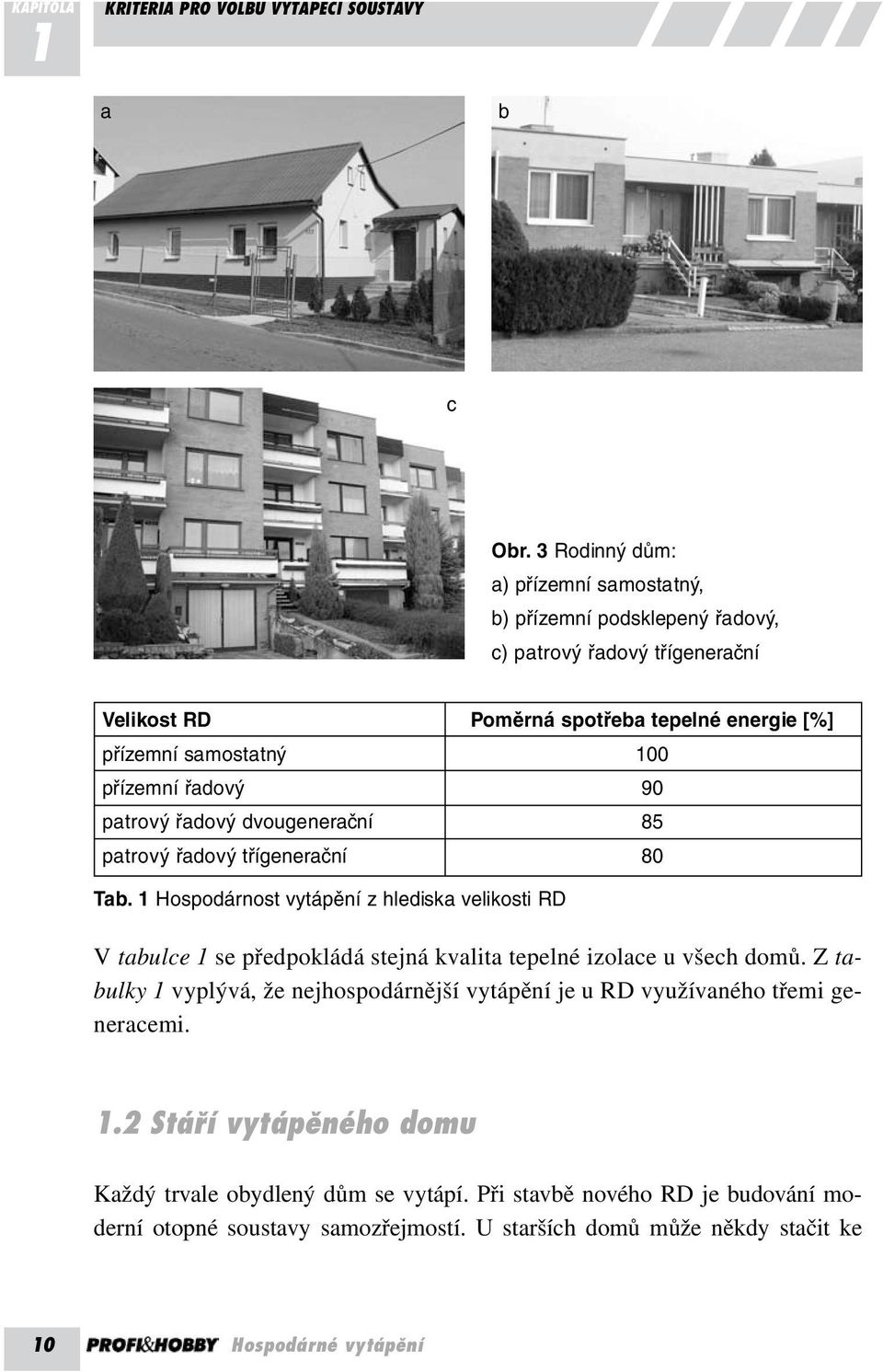 přízemní řadový 90 patrový řadový dvougenerační 85 patrový řadový třígenerační 80 Tab.