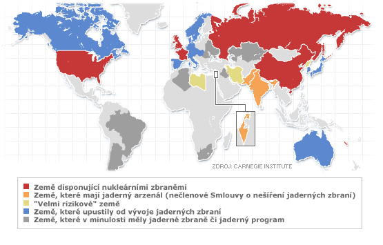 Obrázek 6: Země disponující jadernými zbraněmi (23) 1.