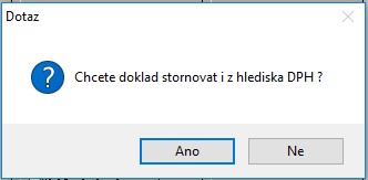 Storno U plátců DPH je možné doklad stornovat i z hlediska DPH. Pokud byly v dokladu použity skladové operace, je možné pomocí volby Vrátit zboží provést vrácení zboží na sklad.